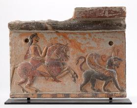 Revetment Plaque Depicting Equestrian Figure and Griffin
