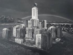 Buddhist Grave Markers and Rainbow, Maui, Hawaii