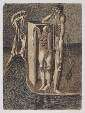 Untitled (Surrealist Landscape with Adam and Eve and Transforming Tree)