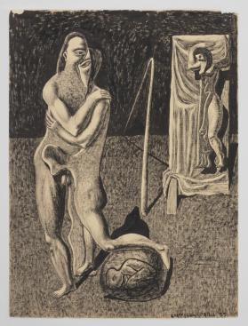 Untitled (Nudes with Surrealist Figure in a Box)