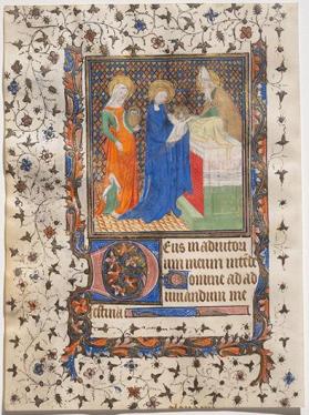 Presentation in the Temple from a Book of Hours [recto]; Text from a Book of Hours [verso]