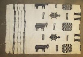 Textile [figures, turtles, and horses]