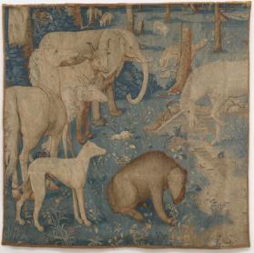 Tapestry Fragment Depicting Unicorn Purifying the Waters